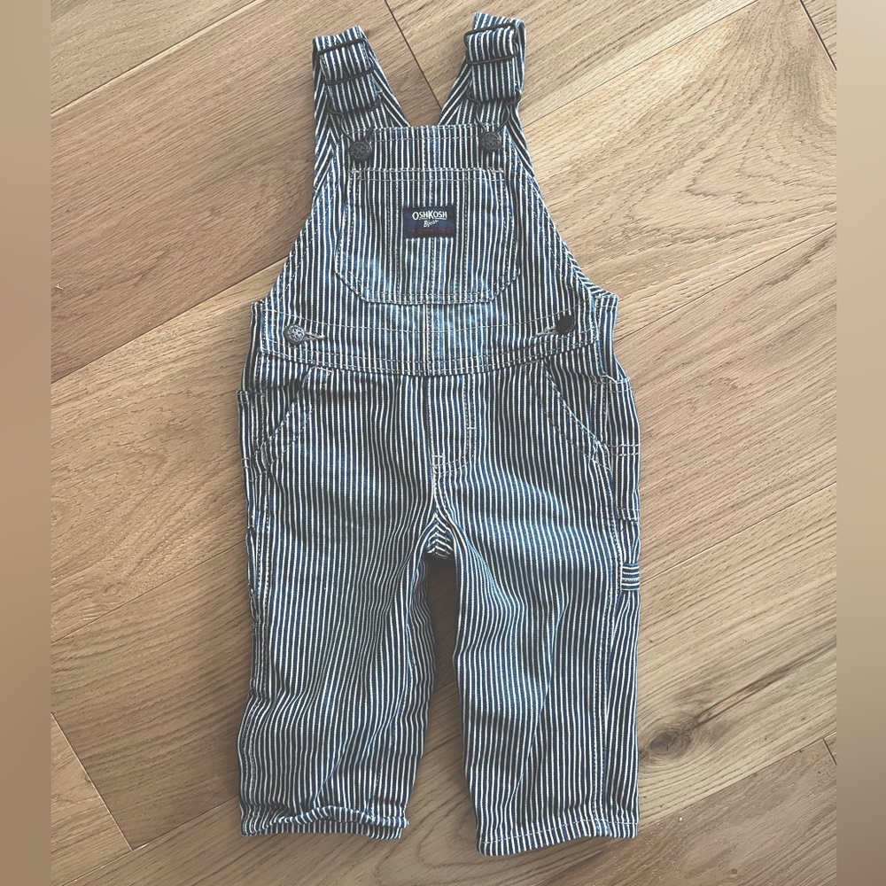 Vintage striped OshKosh 9m overalls